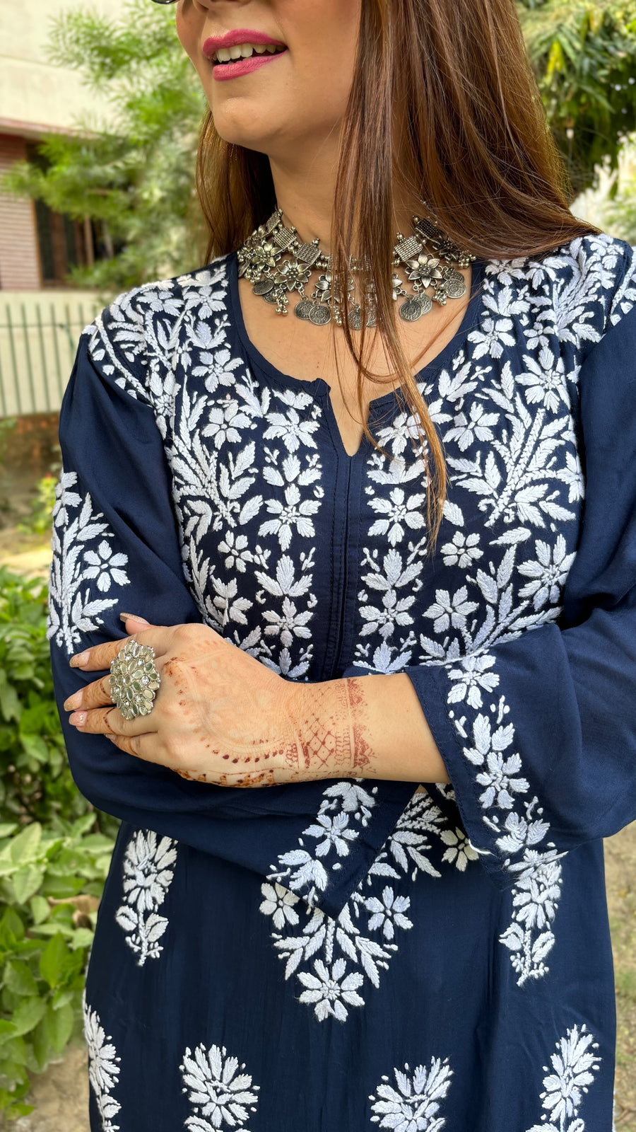 Mausam Modal Chikankari Straight Kurti