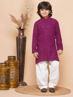 Load image into Gallery viewer, Kunwar Chikankari Boys Kurta Pyjama Set