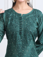 Load image into Gallery viewer, Sona Chanderi Chikan Kurti Set