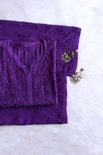 Load image into Gallery viewer, Malhar Rayon Chikankari Kurti Set