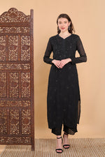 Load image into Gallery viewer, Surmai Viscose Mukaish Chikankari Kurti