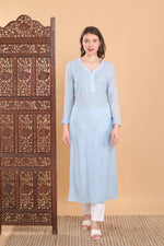 Load image into Gallery viewer, Nargis Viscose Mukaish Chikankari Kurti