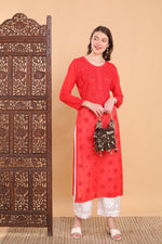 Load image into Gallery viewer, Surmai Viscose Mukaish Chikankari Kurti