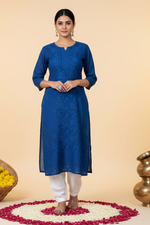 Load image into Gallery viewer, Gulposh Rose Pannel Viscose Kurti - The Lucknowi Chikan