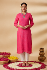 Load image into Gallery viewer, Gulposh Rose Pannel Viscose Kurti