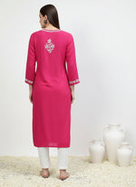 Load image into Gallery viewer, Heer Rayon Chikankari Straight Kurti