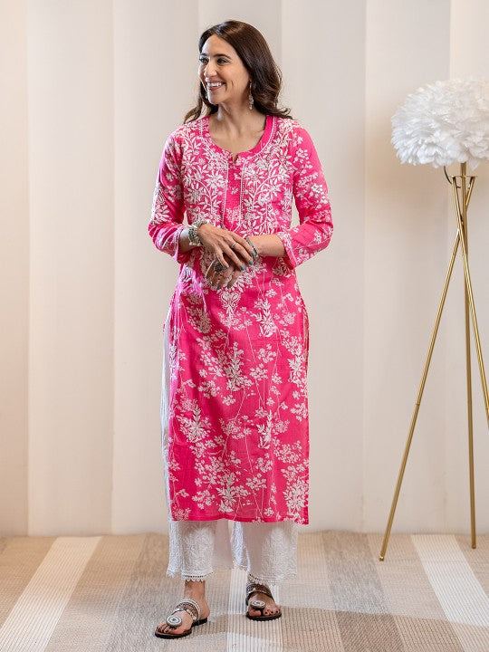 Zainab Chikankari Mulmul Straight Kurti