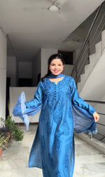 Load image into Gallery viewer, Polki Chanderi Chikankari Suit Set