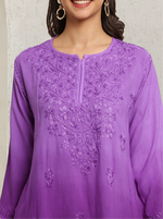 Load image into Gallery viewer, Amina Rayon Black Chikankari Top