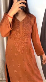 Load image into Gallery viewer, Nargis Viscose Premium 3D Chikankari Kurti