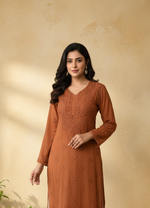 Load image into Gallery viewer, Nargis Viscose Premium 3D Chikankari Kurti