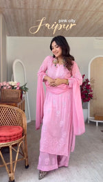 Load image into Gallery viewer, Gulnaaz Viscose Premium Chikankari Kurti Set