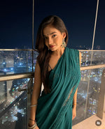 Load image into Gallery viewer, Nazm Viscose Mukaish Chikankari Saree