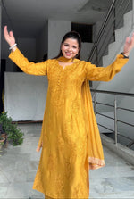 Load image into Gallery viewer, Polki Chanderi Chikankari Suit Set