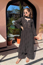 Load image into Gallery viewer, Kalira Rayon Mukaish Chikankari Kurti Set