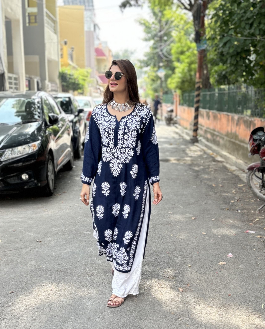 Mausam Modal Chikankari Straight Kurti