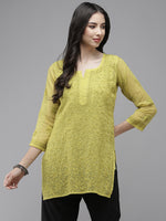 Load image into Gallery viewer, Tarai Viscose Short Chikankari Kurti - The Lucknowi Chikan