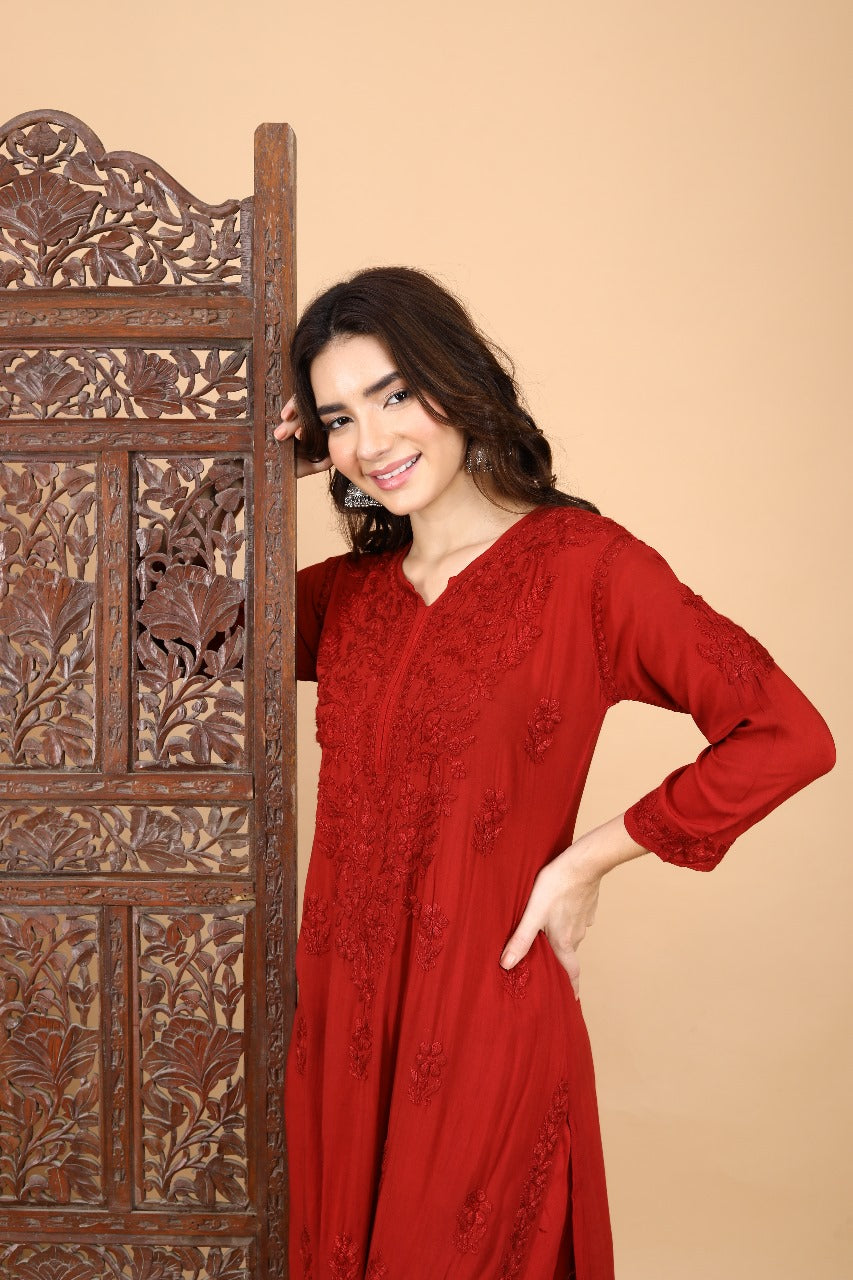 Morni Modal Chikankari Kurti Set