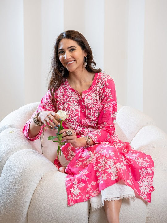 Zainab Chikankari Mulmul Straight Kurti