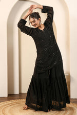 Load image into Gallery viewer, Sajni Premium Viscose Mukaish Chikankari Gharara Set