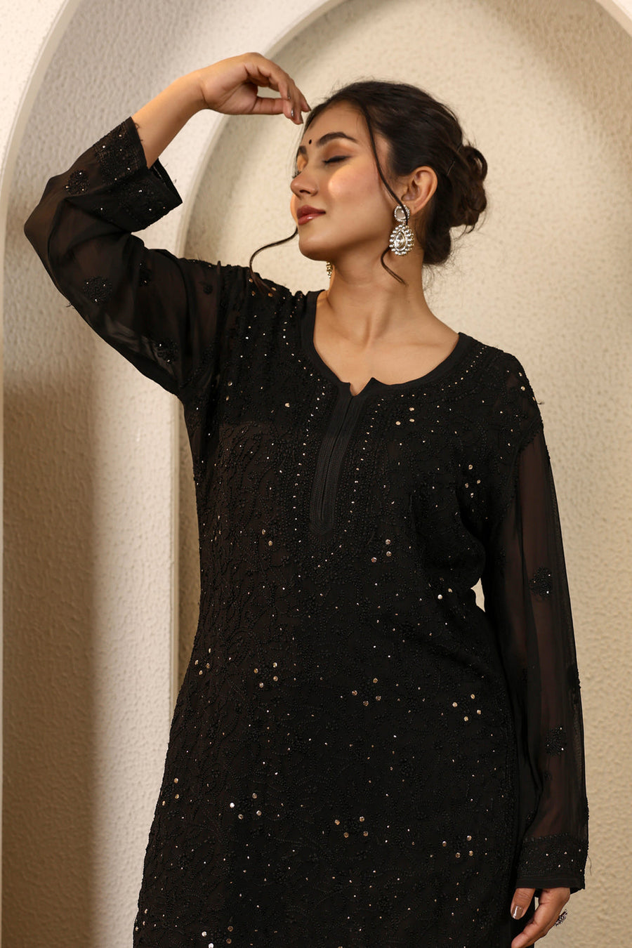 Sajani Premium Viscose Mukaish Chikankari Gharara Set