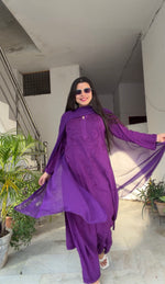 Load image into Gallery viewer, Vrati Rayon Chikankari Suit Sets Purple