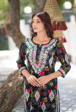 Load image into Gallery viewer, Gulabo Rayon Floral Boota Chikankari Kurti