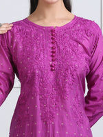 Load image into Gallery viewer, Sona Chanderi Chikan Kurti Set