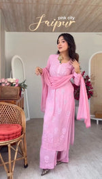 Load image into Gallery viewer, Gulnaaz Viscose Premium Chikankari Kurti Set