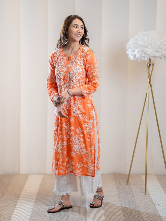 Zainab Chikankari Mulmul Straight Kurti