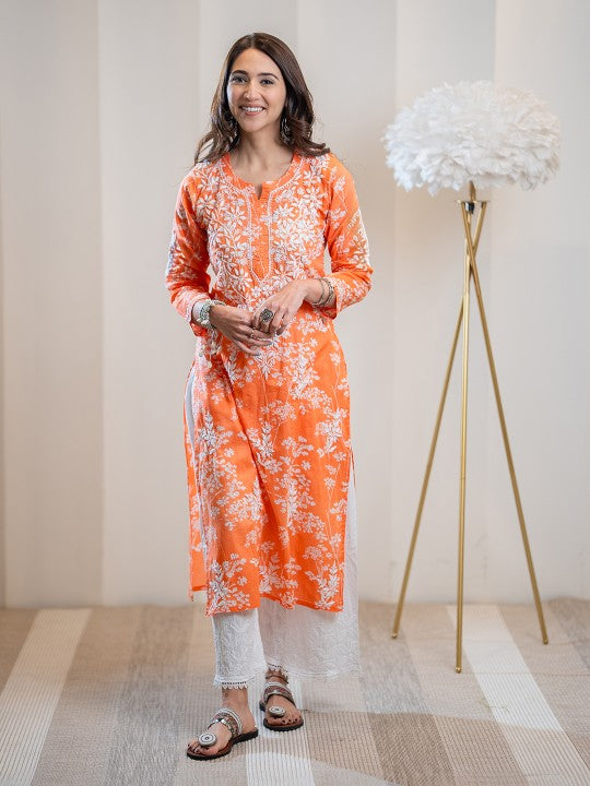 Zainab Chikankari Mulmul Straight Kurti