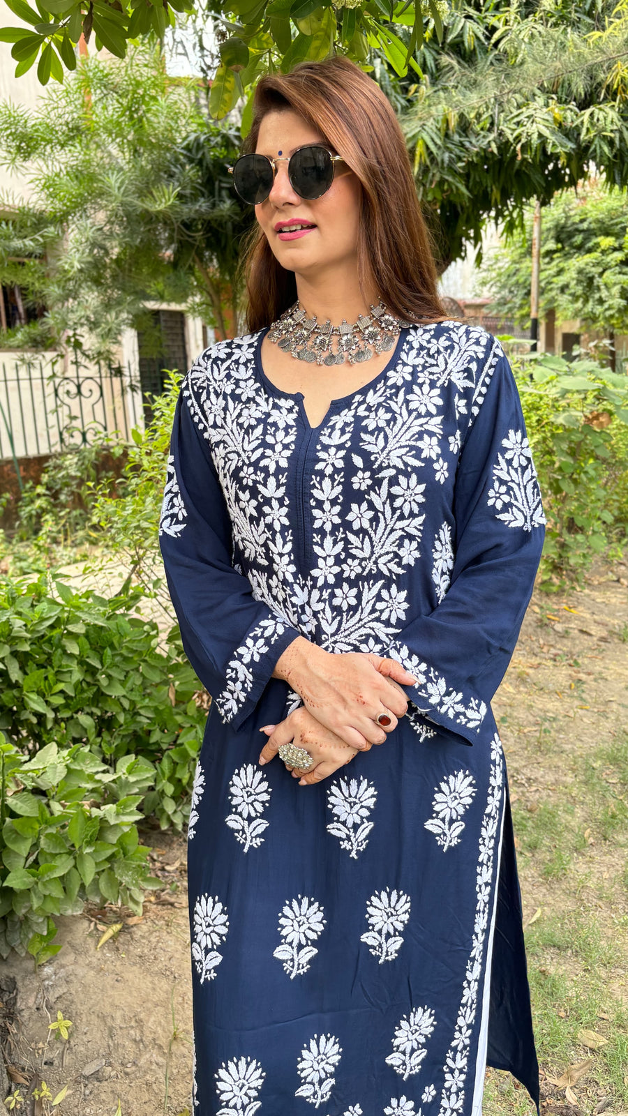 Mausam Modal Chikankari Straight Kurti