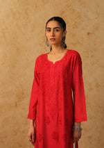 Load image into Gallery viewer, Jharna Chanderi Premium Chikankari Kurti - The Lucknowi Chikan