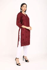 Load image into Gallery viewer, Kyra Chanderi Cotton Chikankari Kurti