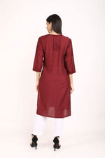 Load image into Gallery viewer, Kyra Chanderi Cotton Chikankari Kurti