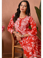 Load image into Gallery viewer, Aadat Mulmul Straight Chikankari Kurti