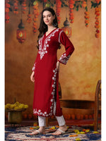 Load image into Gallery viewer, Sadiya Duel Thread Rayon Chikankari Kurti