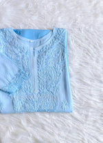 Load image into Gallery viewer, Riva Ombre Chikankari Kurti Powder Blue