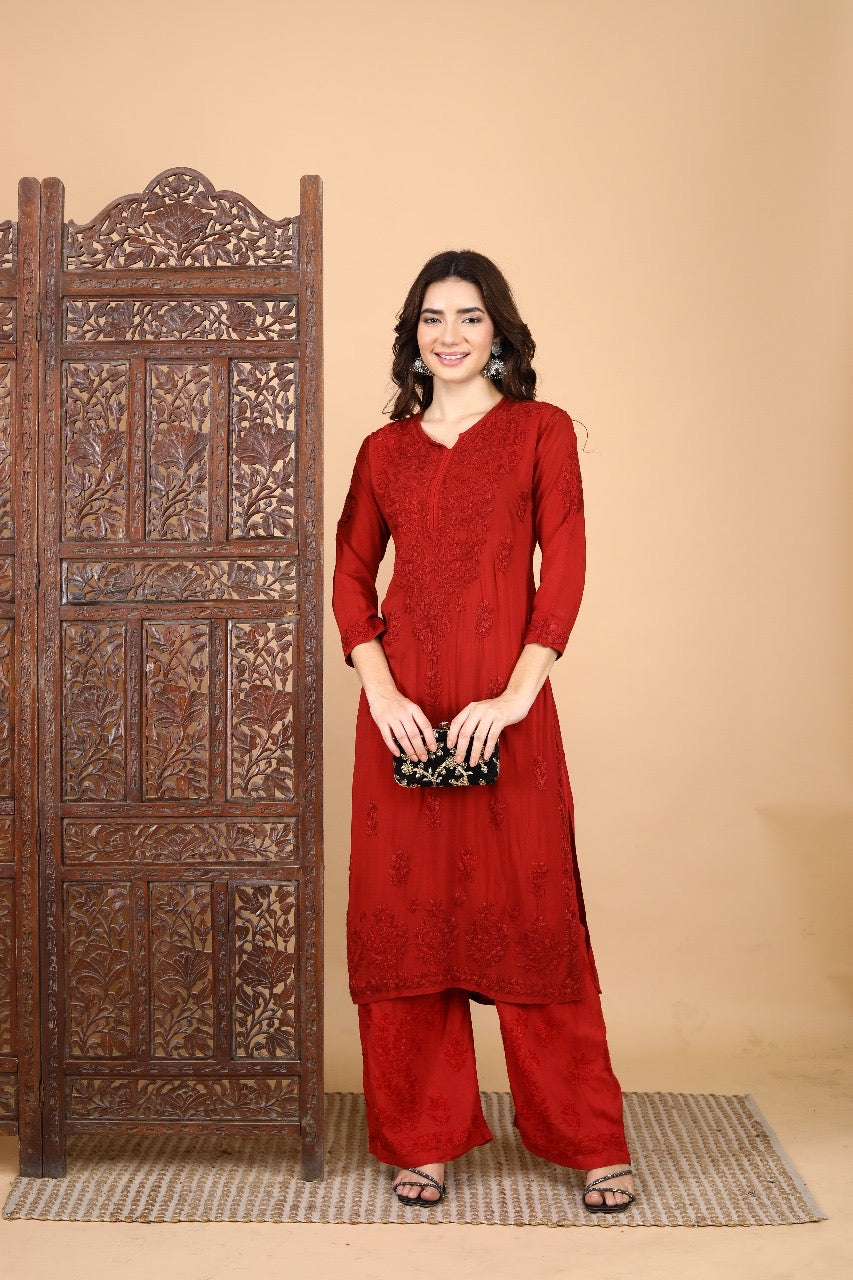 Morni Modal Chikankari Kurti Set