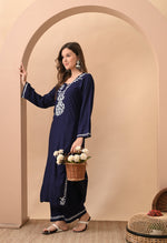 Load image into Gallery viewer, Daftar Rayon Chikankari Solid Women's 2 PC Long Kurta Set