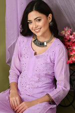 Load image into Gallery viewer, Surmai Premium Chikankari Viscose Mukaish Kurti Set