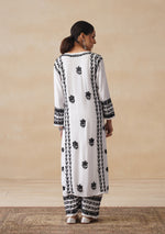 Load image into Gallery viewer, Soorma Rayon Black & White Kurti Set - The Lucknowi Chikan