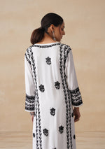 Load image into Gallery viewer, Soorma Rayon Black & White Kurti Set - The Lucknowi Chikan