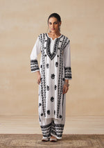 Load image into Gallery viewer, Soorma Rayon Black & White Kurti Set - The Lucknowi Chikan