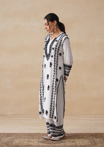 Load image into Gallery viewer, Soorma Rayon Black & White Kurti Set - The Lucknowi Chikan