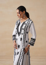 Load image into Gallery viewer, Soorma Rayon Black & White Kurti Set - The Lucknowi Chikan