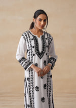 Load image into Gallery viewer, Soorma Rayon Black & White Kurti Set - The Lucknowi Chikan