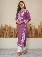 Load image into Gallery viewer, Haseena Rayon Chikankari Kurti