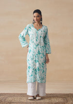 Load image into Gallery viewer, Aadat Mulmul Straight Chikankari Kurti - The Lucknowi Chikan