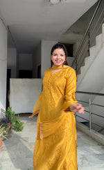 Load image into Gallery viewer, Polki Chanderi Chikankari Suit Set